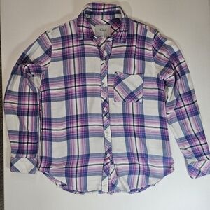 Rails White Purple Plaid Button-Down Shirt